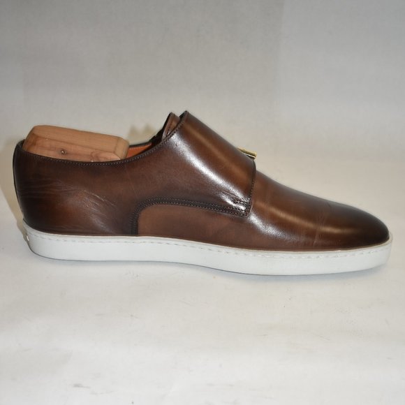 SANTONI Freemont Double Monk Strap Loafer Shoe Size 7.5 D US Brown - Picture 6 of 11